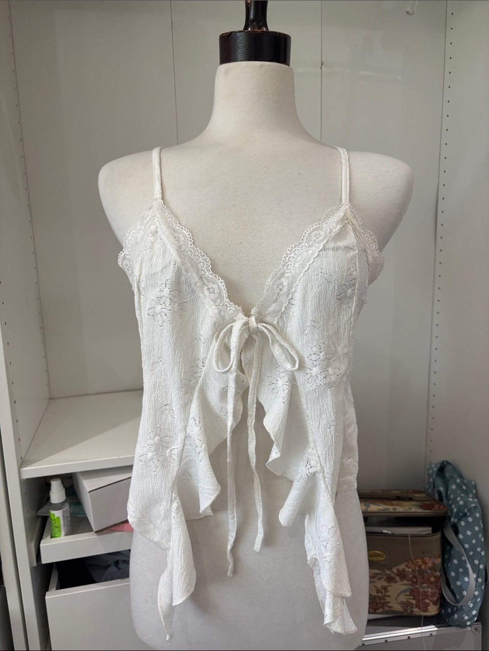 Cider Ivory Lace Tie-Front Camisole